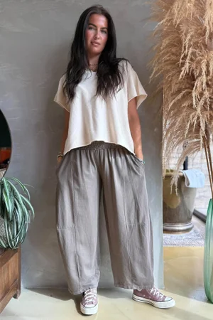 Lock Shirring Barrel Pant Earth